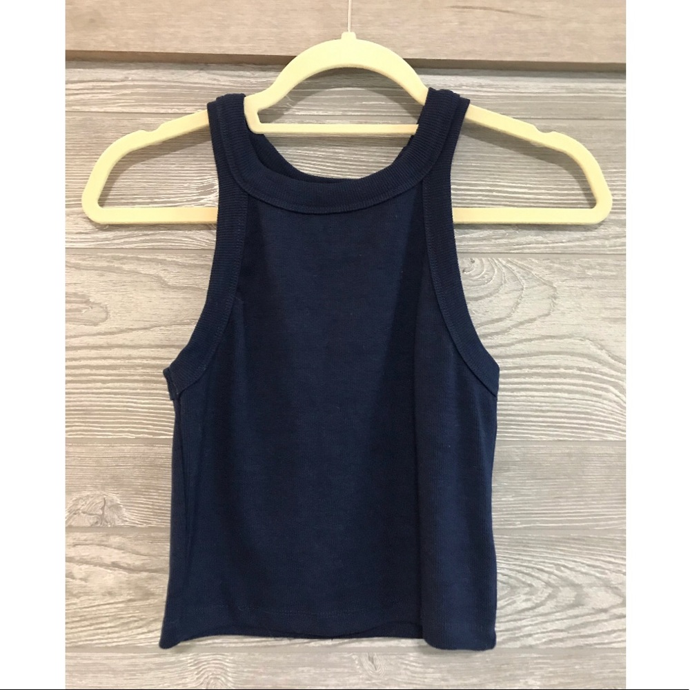 Navy cropped halter top